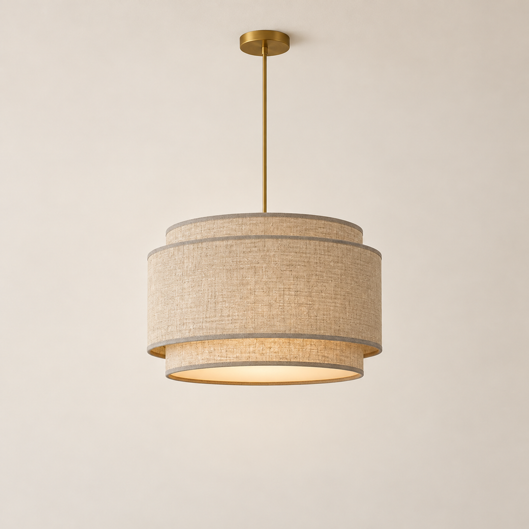 Modern Linen Drum Pendant Light