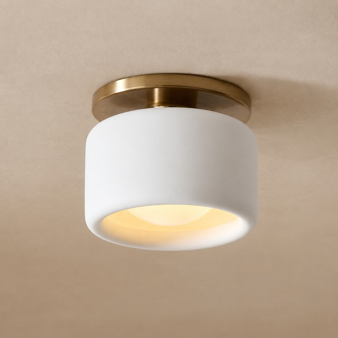 Cerova Contemporary Porcelain Flush Mount Ceiling Light – Soft Ambient Illumination for Hallways and Offices