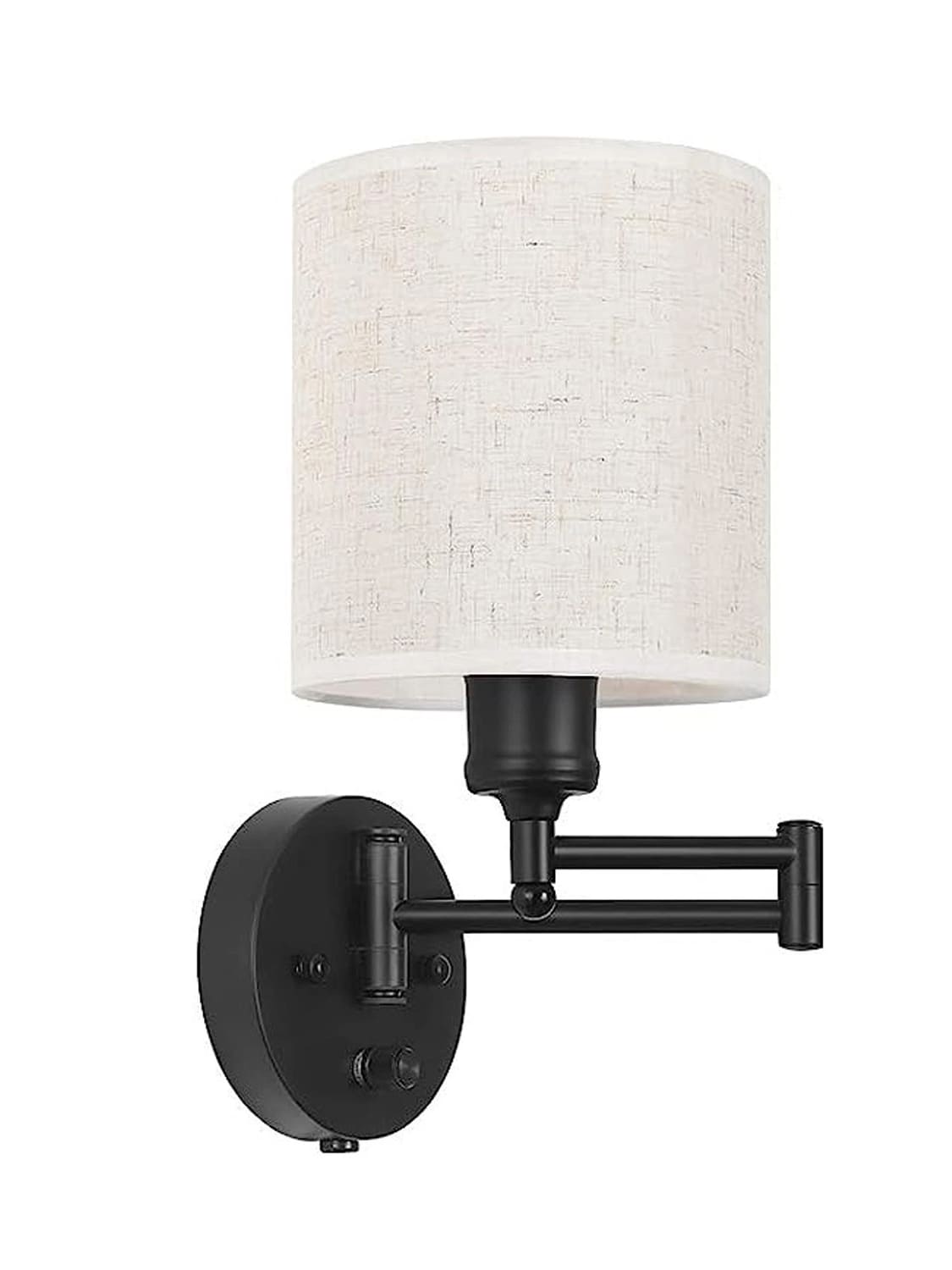 Aplique de tela con brazo oscilante: lámpara de pared ajustable con pantalla de tambor 
