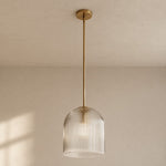 Bild in Gallery-Viewer laden, Bravira gerippte Glas-Pendelleuchte – Messing- und Glas-Pendelleuchte mit Landhausstil