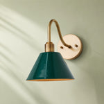 Load image into Gallery viewer, Industrial Modern Tapered Brass Gooseneck Sconce with Metal Silhouette