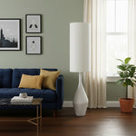 Cargar imagen en el visor de la Galería, Lámpara de pie moderna de cerámica orgánica Lumera - Forma escultórica asimétrica y luz ambiental para dormitorio