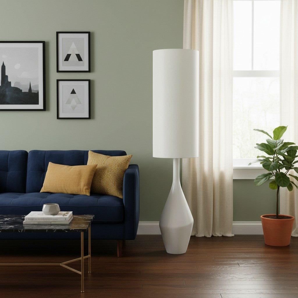 Lámpara de pie moderna de cerámica orgánica Lumera - Forma escultórica asimétrica y luz ambiental para dormitorio