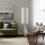 Cargar imagen en el visor de la Galería, Lámpara de pie moderna de cerámica orgánica Lumera - Forma escultórica asimétrica y luz ambiental para dormitorio