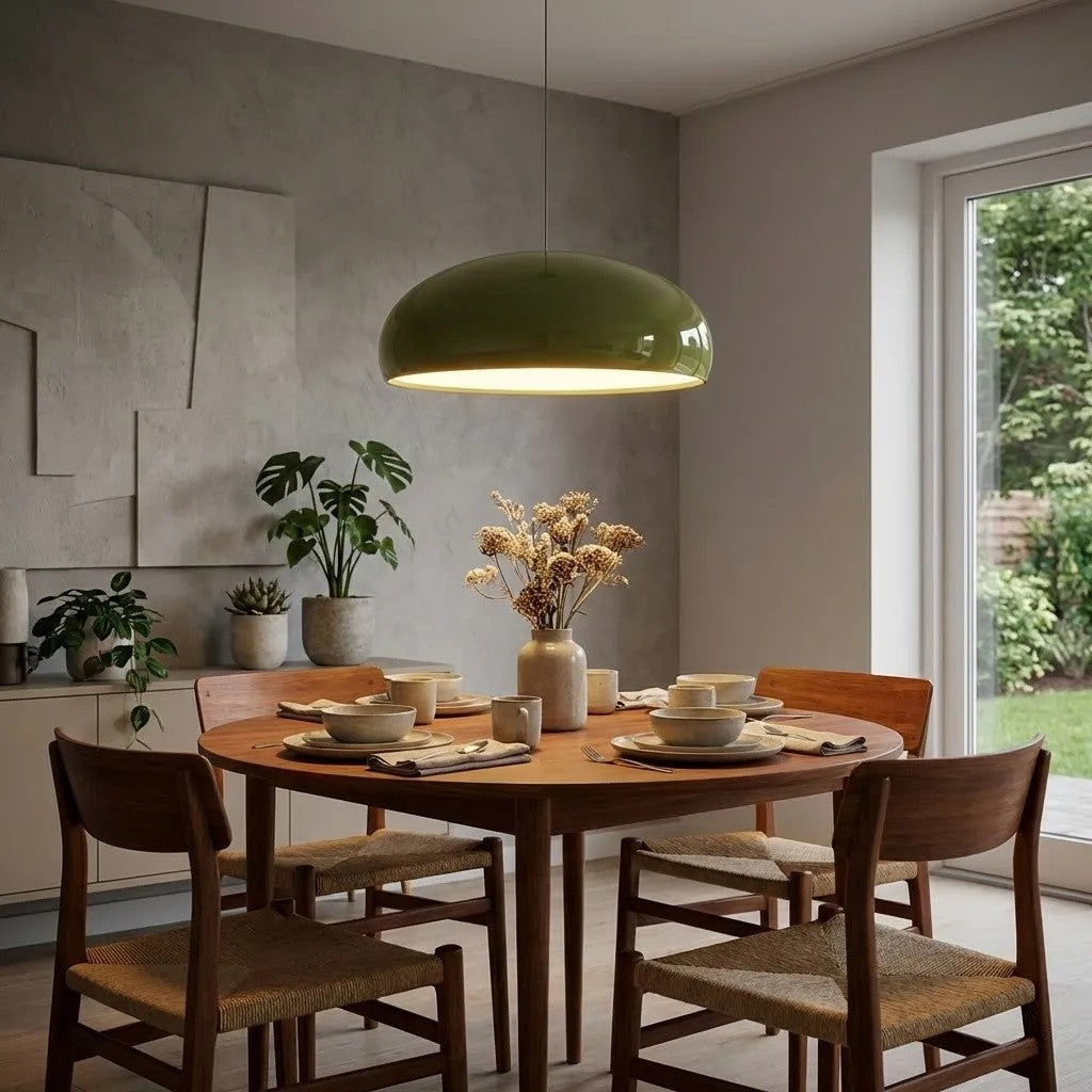 Haelen Bunte Schalenförmige Pendelleuchte - Moderner Metallschirm für Esszimmer