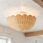 Load image into Gallery viewer, Olvara Scalloped Rattan Bubble Flush Mount Ceiling Lamp – Boho Anders Style Ceiling Light for Bedroom