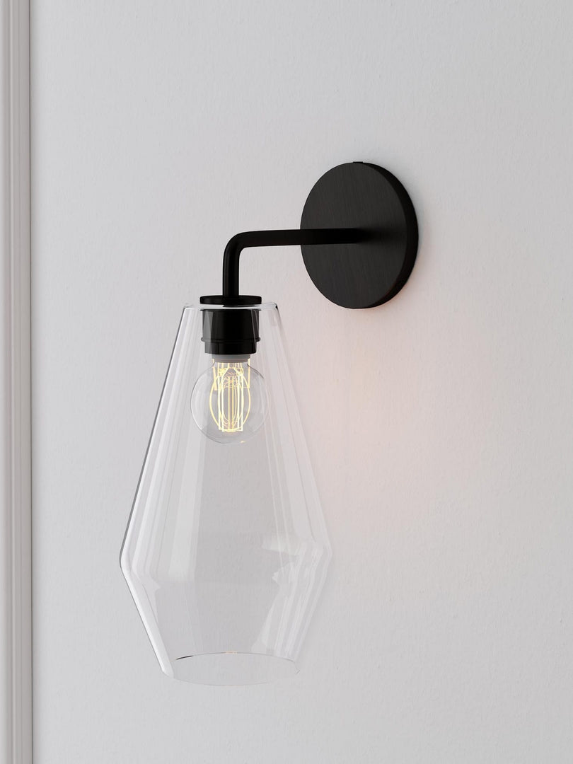 Merin Glass Wall Sconce - Modern Metal Frame for Ambient Lighting