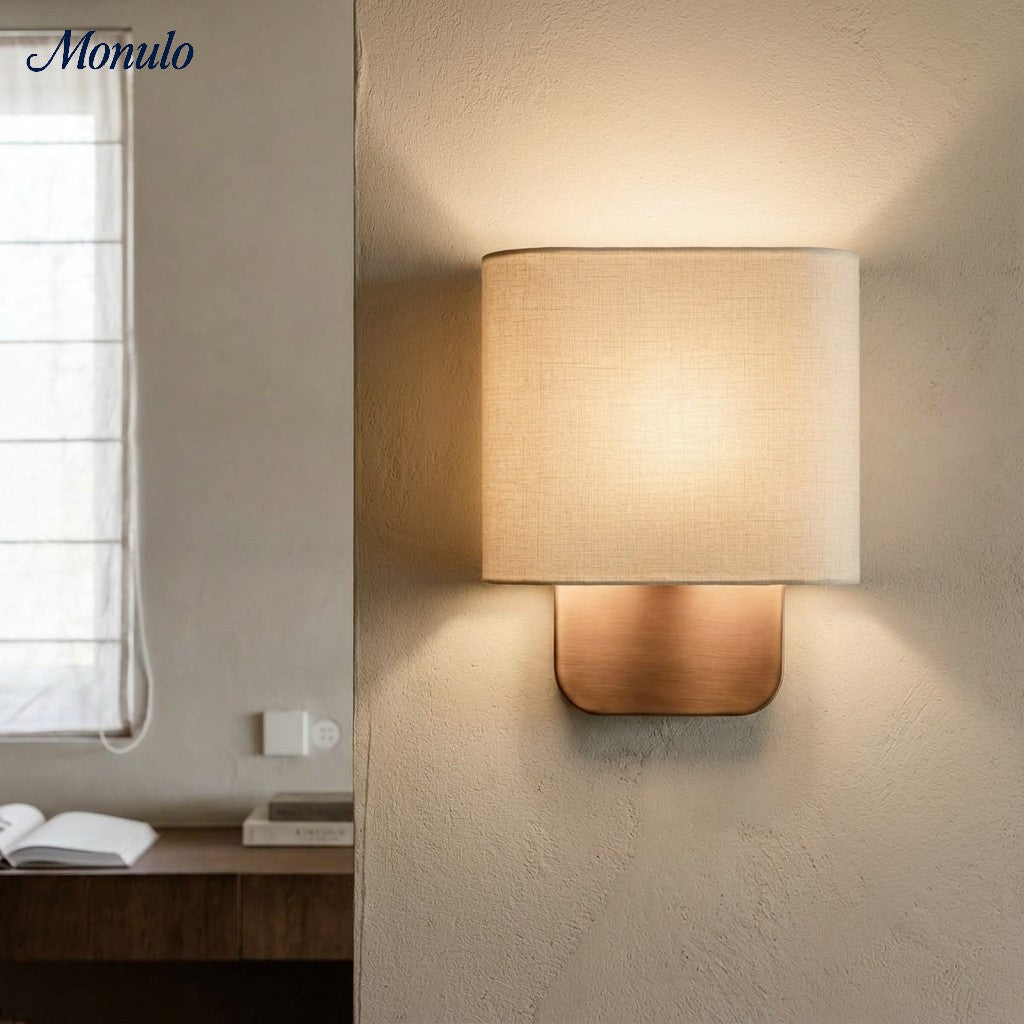 Nolvara Aleena Soft Fabric Luxe Metal Fabric Wall Sconce for Bedroom Reading Light