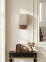 Load image into Gallery viewer, Nolvara Aleena Soft Fabric Luxe Metal Fabric Wall Sconce for Bedroom Reading Light