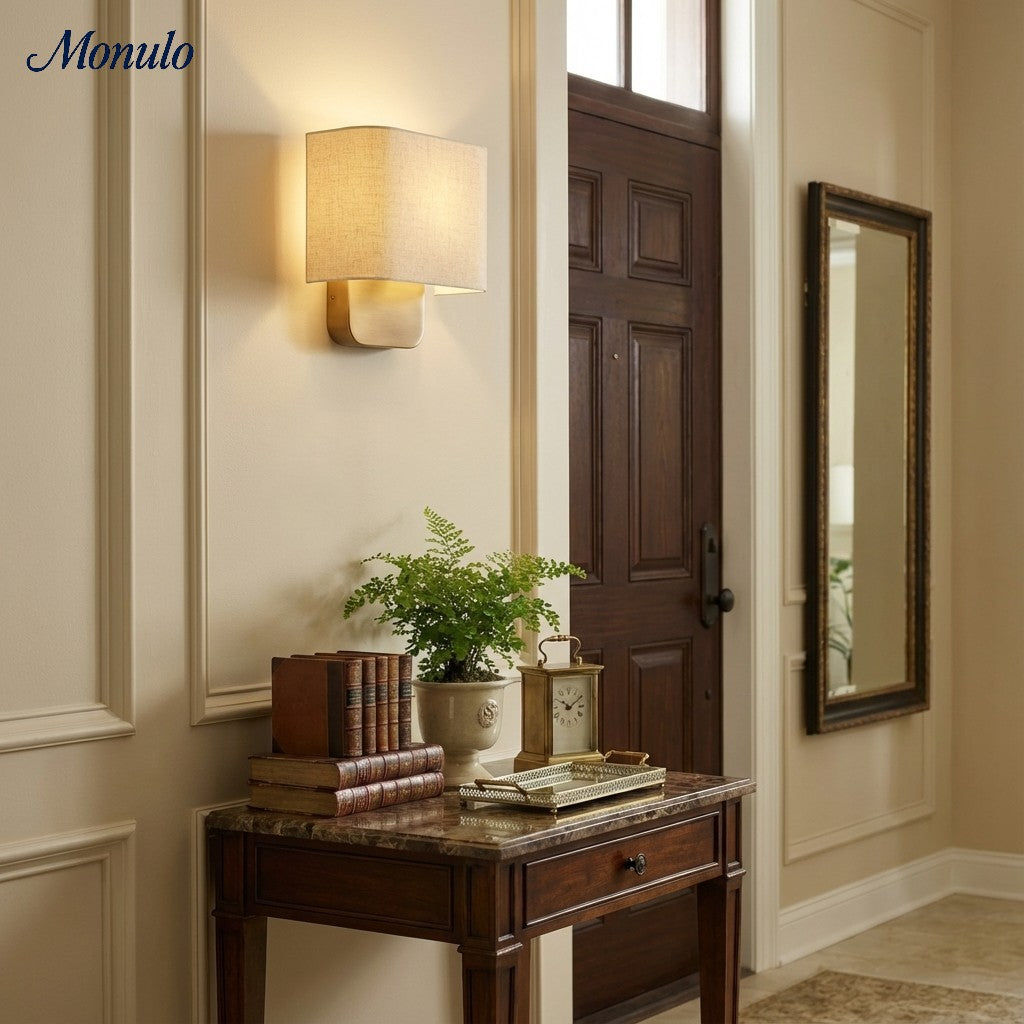 Nolvara Aleena Soft Fabric Luxe Metal Fabric Wall Sconce for Bedroom Reading Light