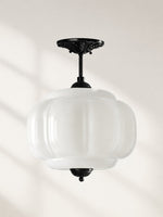 Load image into Gallery viewer, Eloise Scallop Vintage Milk Glass Semi Flush Mount Pendant Light