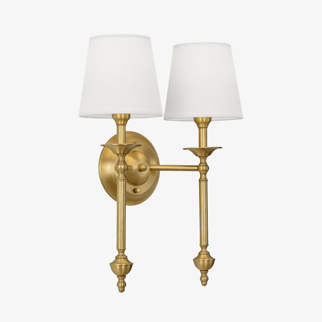 Aplique de pared con pantalla de tela Rowan en cobre antiguo: lámpara vintage de lujo para interiores 