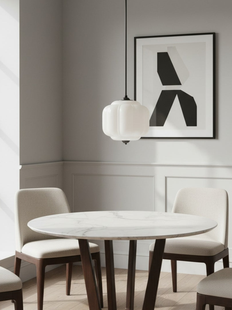 American Vintage Cream Glass Shade Shaped Eloise Chandelier
