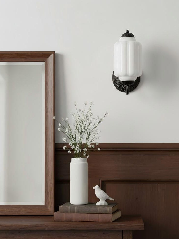 Vintage Milk Glass Sconce Bedside Hallway Eloise Wall Sconce