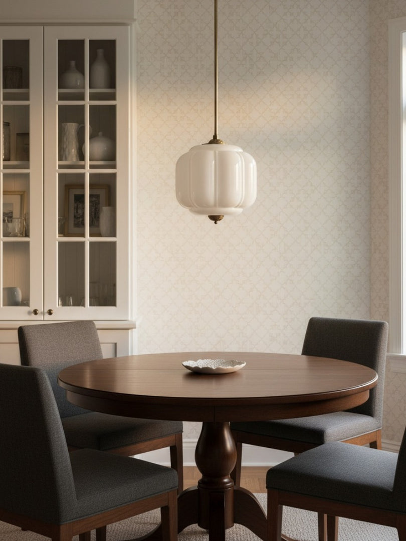 American Vintage Cream Glass Shade Shaped Eloise Chandelier