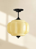 Load image into Gallery viewer, Eloise Scallop Vintage Milk Glass Semi Flush Mount Pendant Light