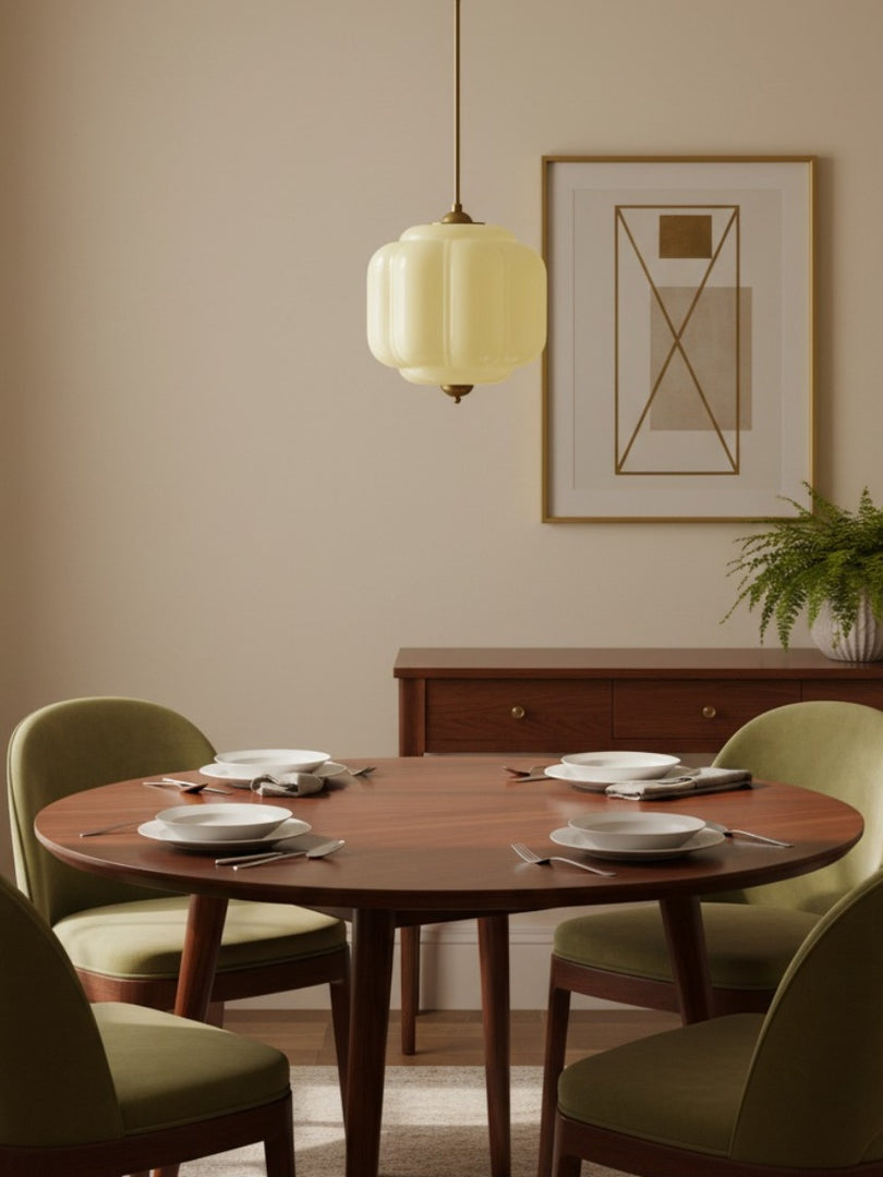 American Vintage Cream Glass Shade Shaped Eloise Chandelier